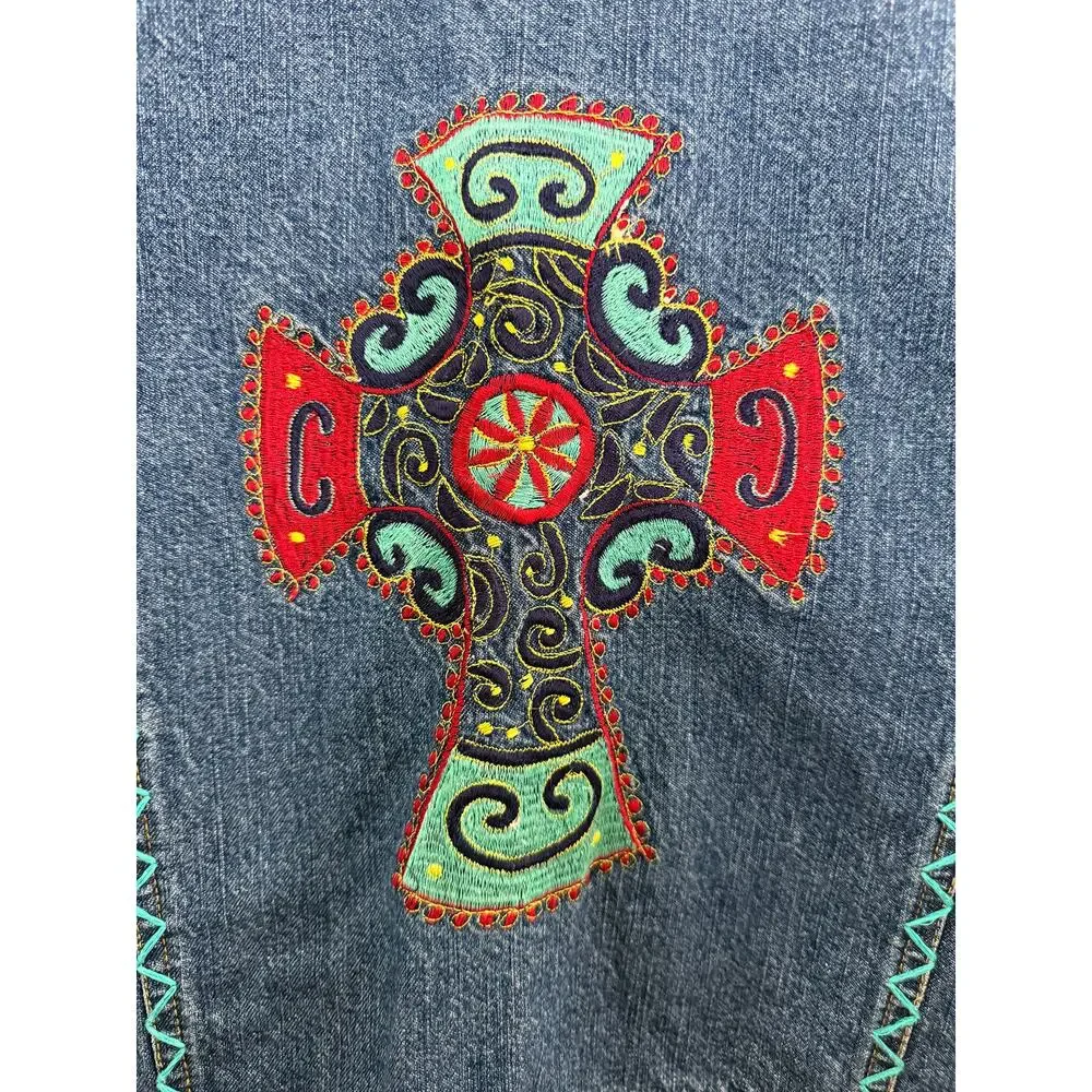 Cattlelac Ranch Women's Embroidered Jean Jacket Coastal Cowgirl Rodeo Western XL